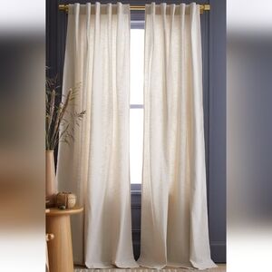 100% Cotton Slub Curtain Set In Naural 48" X 108" Two Panels New